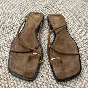 Jeffrey Campbell Islander Gold Toe Ring Strappy Sandals - 8.5